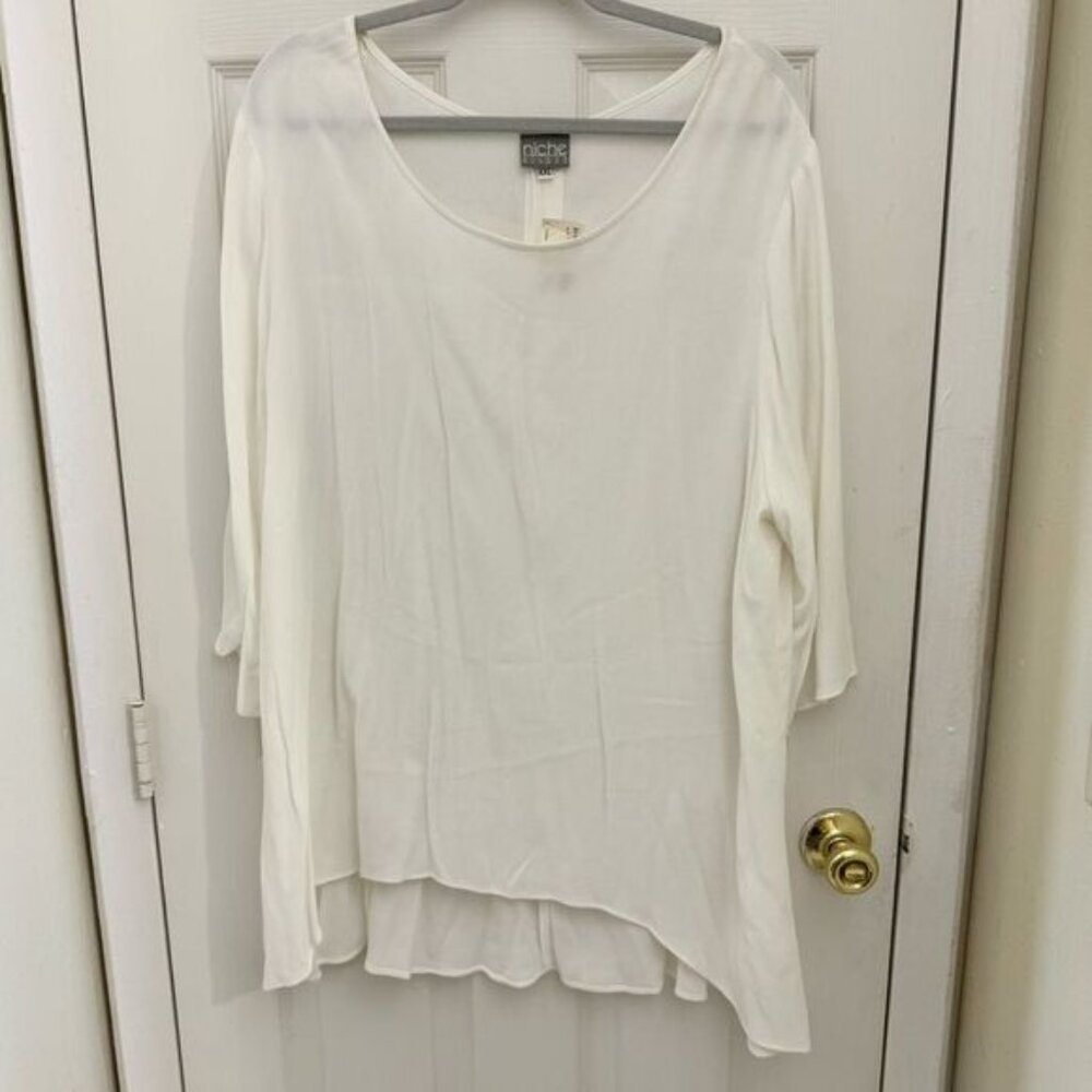 NWT Niche by Nilgun Derman Laguna Shirt Tunic Size XL White Boxy Lagenlook